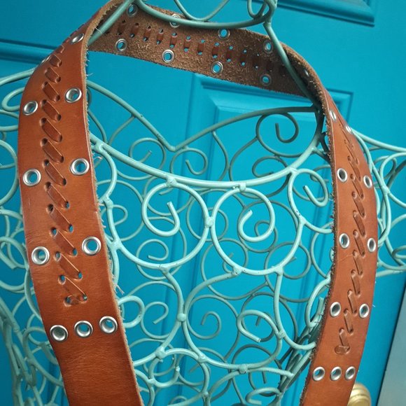 Genuine Leather Belt Metal Studded Rivets Grommets Woven Braided Western Women main image 11